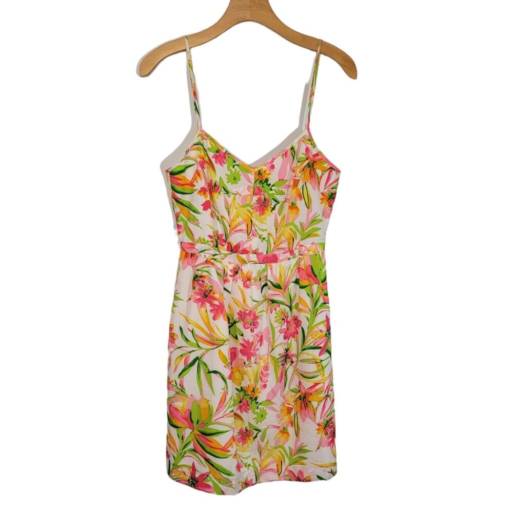 J. Crew Dress Floral Lined Adjustable‎ Spaghetti Strap Pockets Size 2 Summer